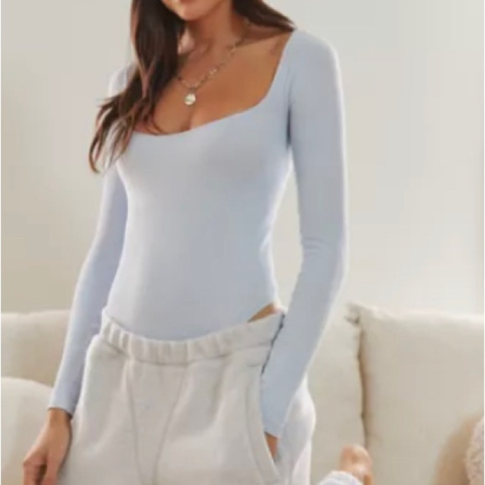 URBAN baby blue body suit ribbed